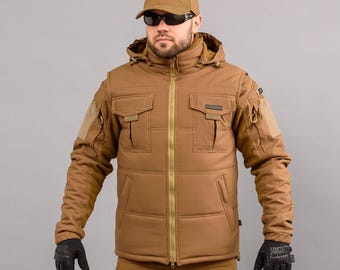 Chaleco térmico con capucha "ANTITERROR II" Coyote (Membrana + Invernadero sintético)