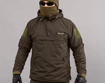 Chaqueta cortavientos aislante "TRAVEL DEFENCE" color oliva (impermeable de nailon + micropolar)