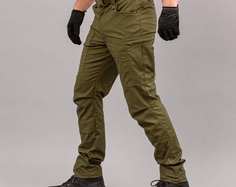Pantalones tácticos "DEFENDER" color oliva (tejido antidesgarro elástico)