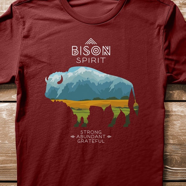 Bison Spirit Shirt, Guardian Animal T-Shirt, Nature, Plains, Totem, customizable, Shaman Tshirt, Bison lover gift, Feel Good Tee