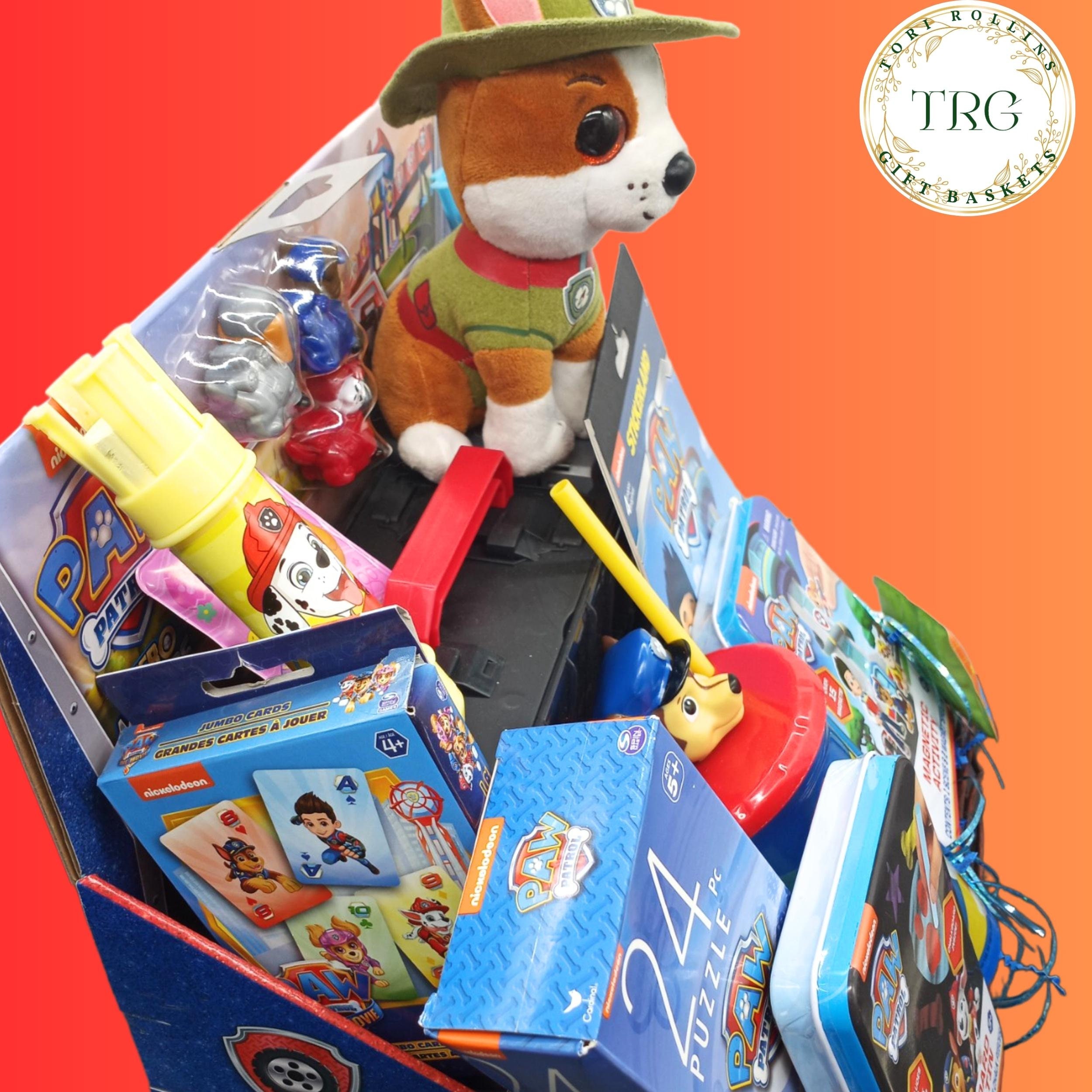  NS Juego de regalo de feliz cumpleaños para niños y niñas,  diseño de Patrulla Canina, cesta de San Valentín, cestas de cubo de  burbujas, bolsa de regalos para vacaciones, juguetes surtidos