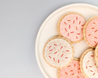 Felt Valentines Sugar Cookies | V-day | Pretend Food | Play kitchen | Felt Dessert | Felt Bakery | kids tea Party | Heart cookies