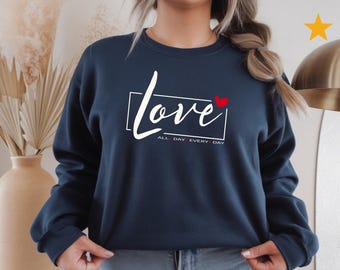 Love Script with Red Heart Tee | Romantic Minimalist Shirt