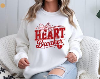 Heart Breaker sweatshirt | Retro script bow, broken heart design