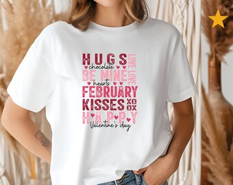 Valentine Word Art Tee | Be Mine February Hugs Kisses Happy