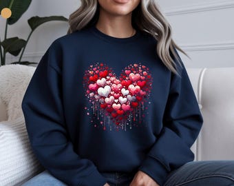 Clustered Hearts Heart Sweatshirt | Valentine Heart Design