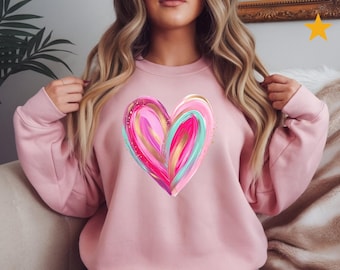 Colorful Painted Heart T-Shirt | Watercolor Heart Tee