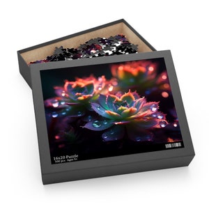 Succulents with Morning Dew Jigsaw Puzzle, cardboard material, 3 SIZES available, sublimation technique (120, 252 Or 500 Pieces) Plants