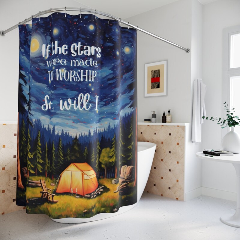 Ichthys Christian Pattern Print Bathroom Shower Curtain