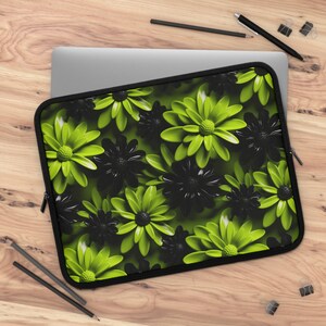 3D Daisies Lime Laptop or Tablet Sleeve, 5 Sizes, Laptop Cover, Gift for men, Gift for Women, Coworker, Thank You Gift, 3D Flowers, Case