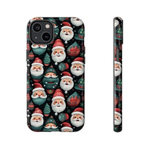 Metallic Santa Claus Heads Christmas Cell Phone Case for iPhone, Samsung or Google Pixel Phones, Gift for men or Women, iphone 15 & More