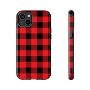 Buffalo Check Red Black Cell Phone Case for iPhone, Samsung or Google Pixel Phones, Gift for men, Gift for Women, iphone 15, Christmas Cover
