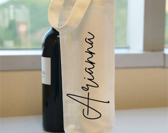 Personalized Canvas Wine Tote: Custom Name Bag