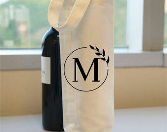 Personalized Canvas Wine Tote: Monogrammed Wine Bag