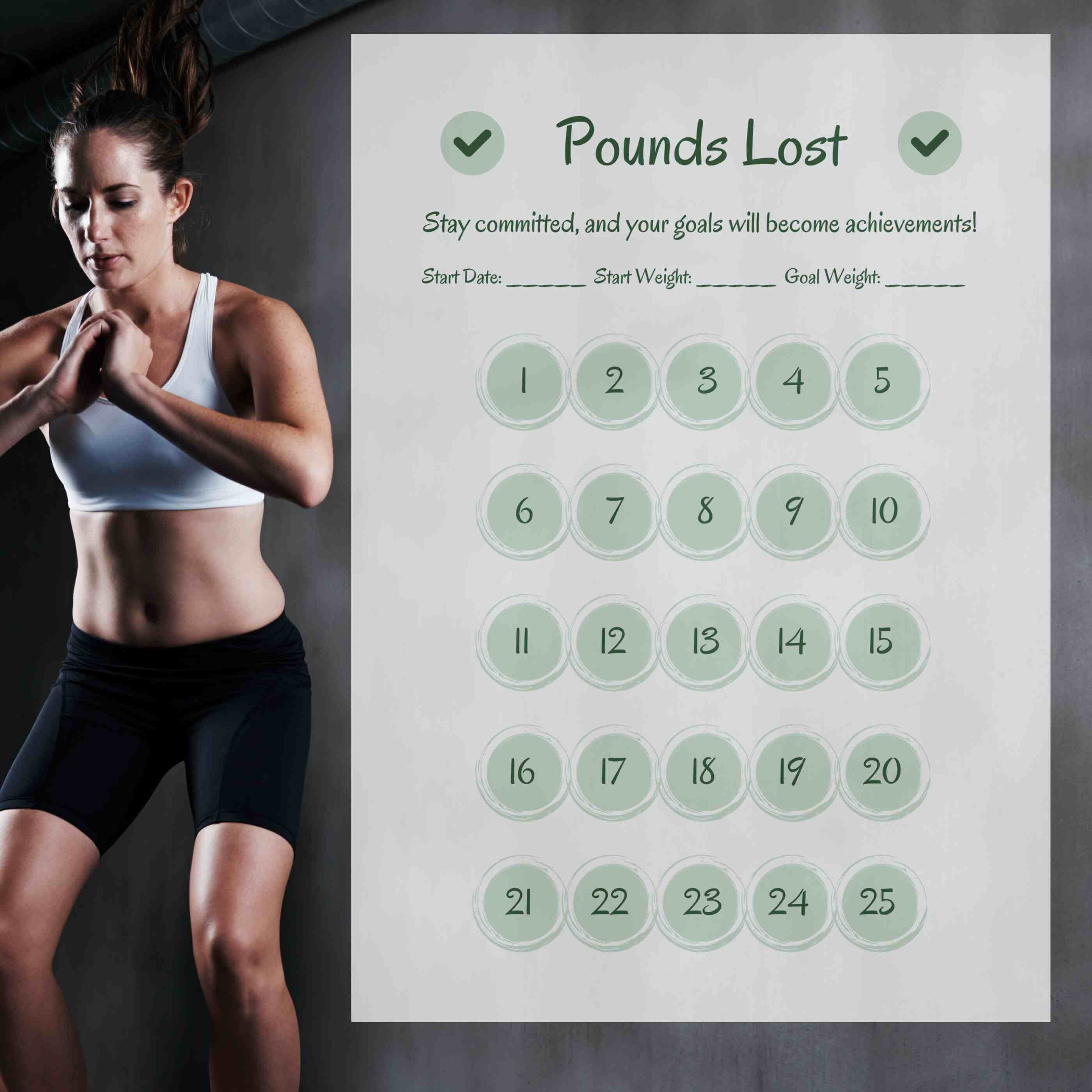 Printable Weight Loss Tracker Checkoff Sheet - Fitness Progress Chart ...
