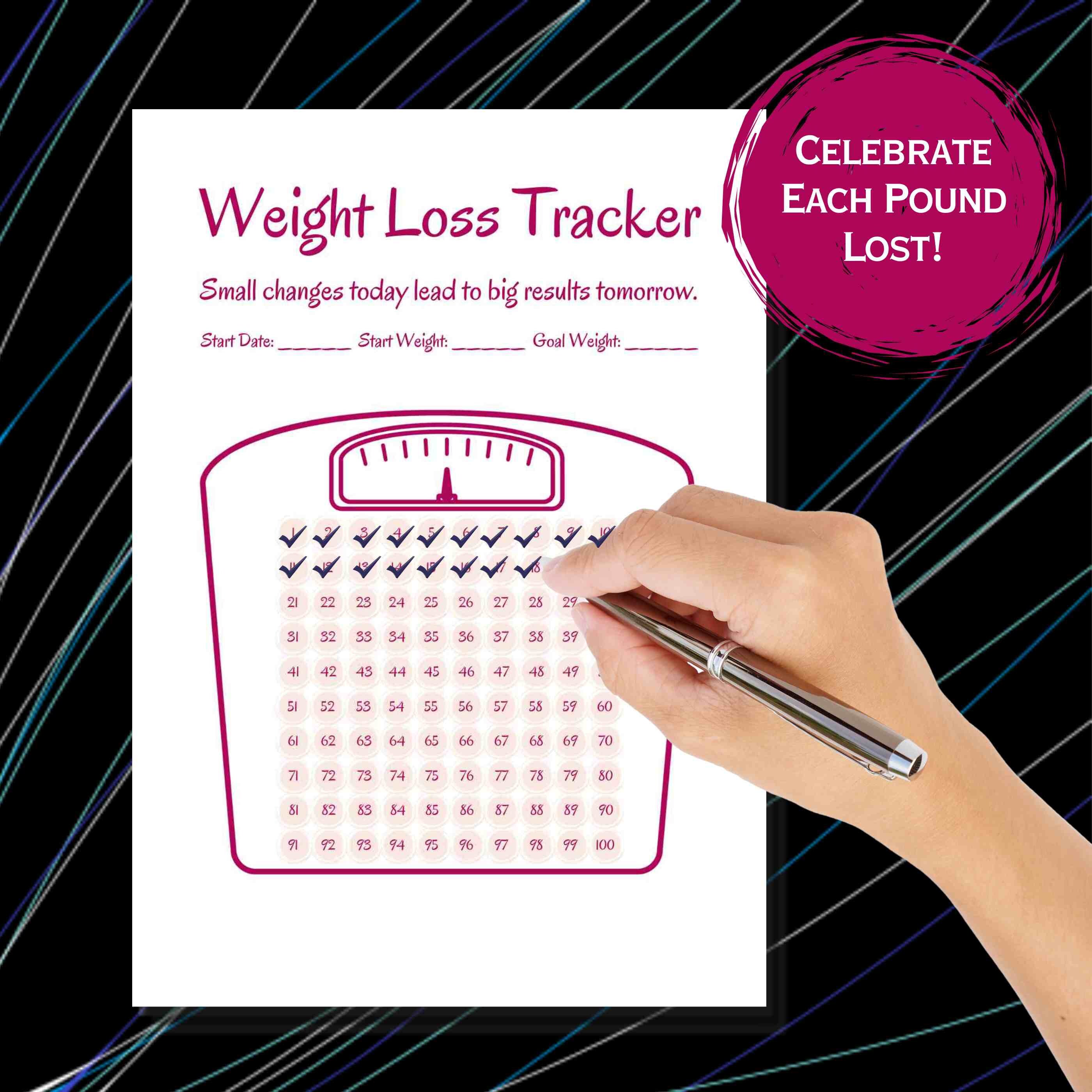 Printable Weight Loss Tracker Checkoff Sheet - Fitness Progress Chart ...