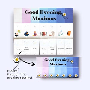 Kids Evening Chart Laminated - Customizable Evening Routine Chart for Kids - Physical Kids Nighttime Checklist - Visual Schedule for Kids