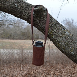 Waxed Canvas Water Bottle Carrier