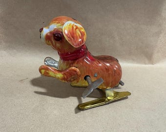 ヴィンテージ かごの中の子犬 ゼンマイ仕掛けのおもちゃ 日本製 - Etsy
