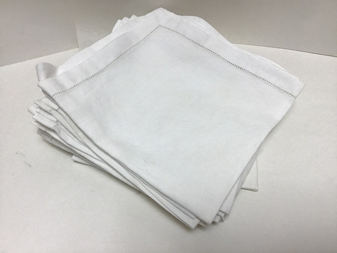 Tealuncheonbrunch Linenecru Napkinshem Stitched Set of 14 Etsy