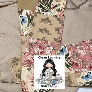 Downton Abbey Quilted Sleeve Hoodie, Floral Patchwork Sweatshirt (XL) image 1