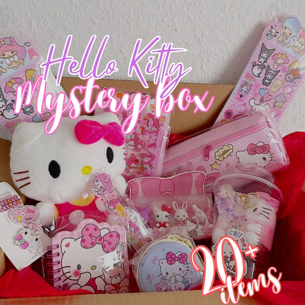 Boîte mystère Hello kitty Sanrio Kawaii Cadeaux de Noël des fêtes pour enfants Boîte anniversaire surprise Mini cahiers Feuilles d'autocollants Papeterie Sanrio