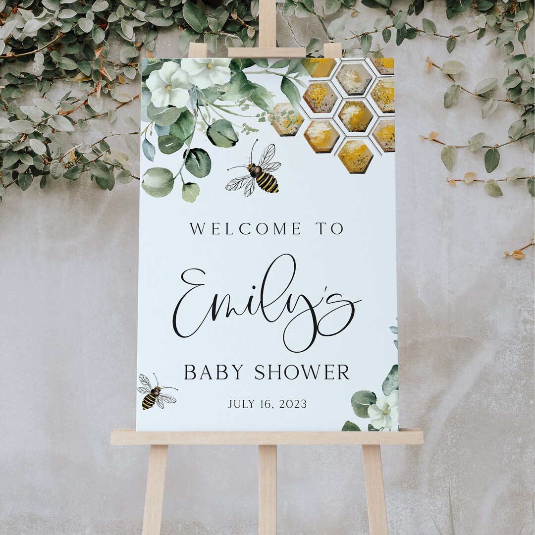 Printed Bee Themed Baby Shower Welcome Sign Mommy To Bee Sweet As Can Il 1080xN.4984358920 5qa0
