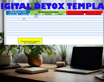 La feuille de calcul Excel Digital Detox & Mindfulness