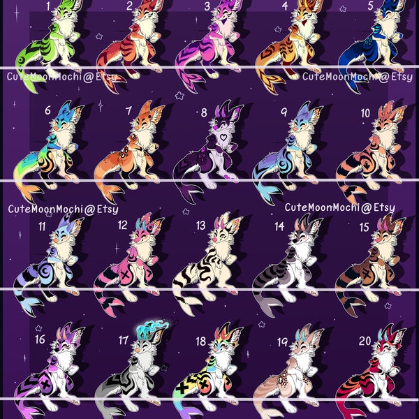 Manokit fursona anthro chibi character design furry adopt adoptable oc reference batch bundle (demon, mage, summoner, fantasy, cute, rainbow