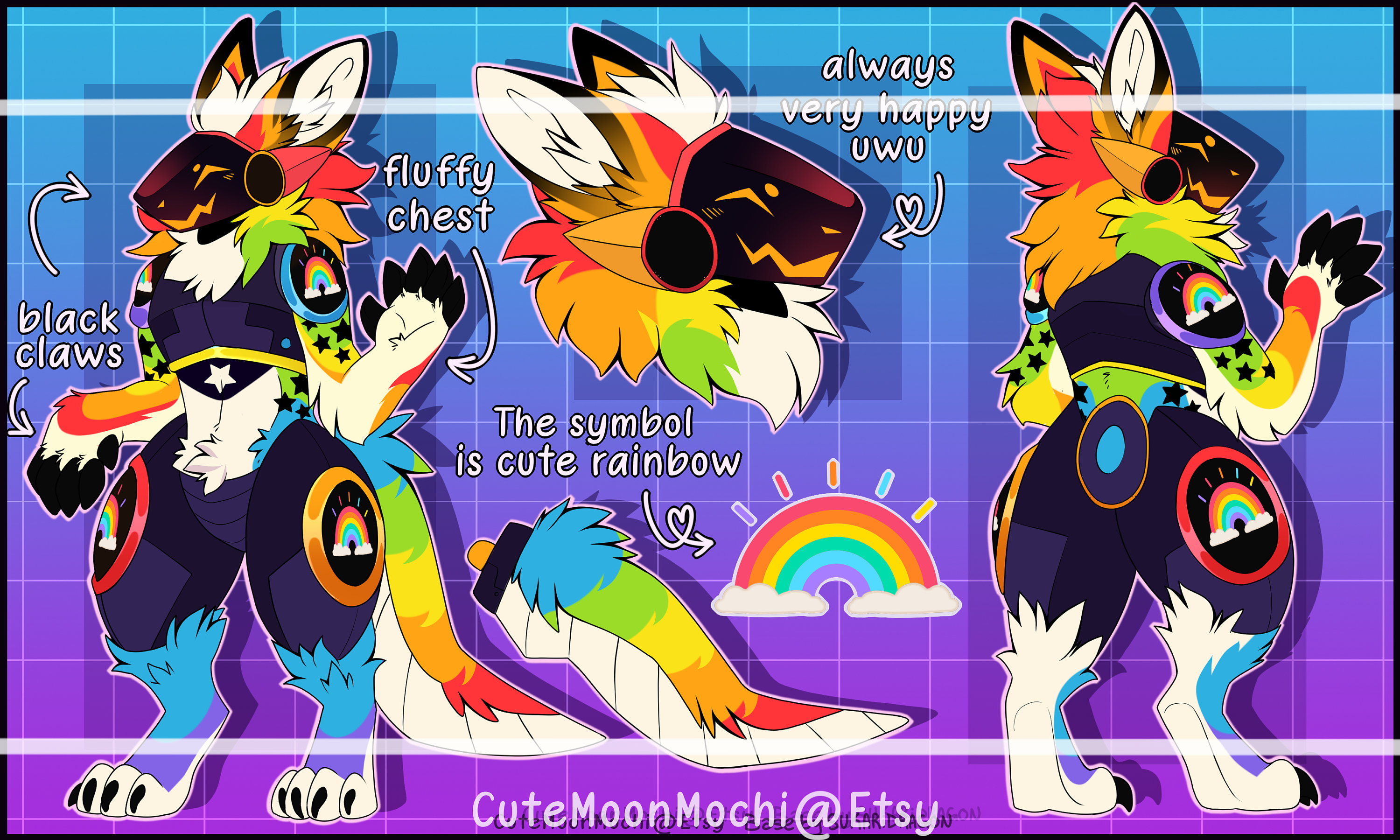 High Quality Detailed Night Sky Protogen Reference Fursona 