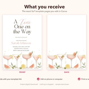 A Tini One on the Way Baby Shower Invitation, Editable Canva Template, Mocktail Brunch Baby Shower Invite, Martini Shower, Instant Download image 6