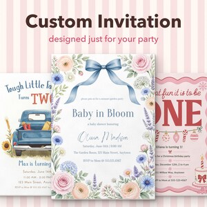 Custom Invitation Design, Personalized Digital Invite, Baby Shower, Birthday, Bridal Shower, Animated Video Invitation, Printable or Text