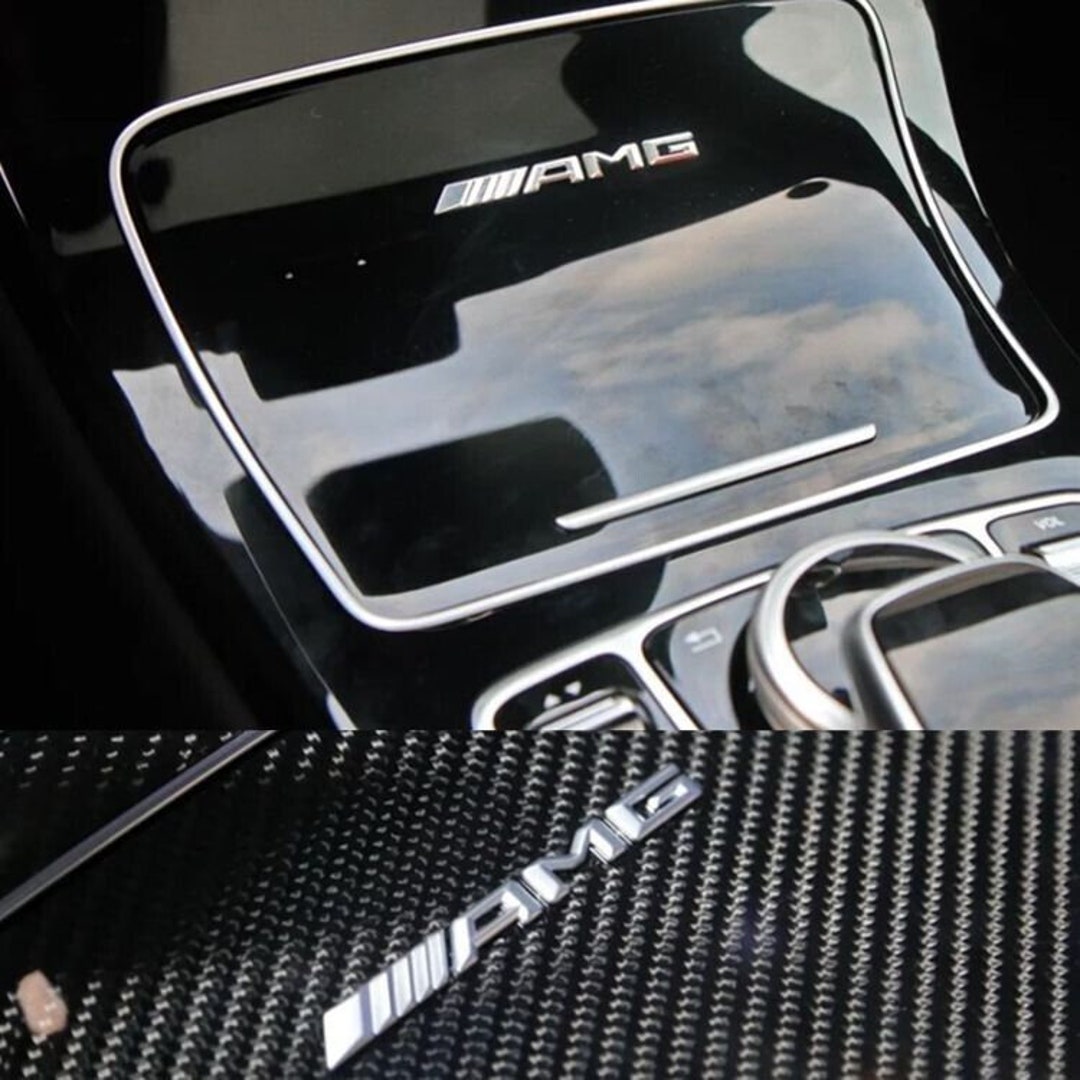 Chrome & Black AMG Style Front Grille Radiator Badge Sticker – Sports Car Emblem
