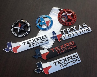 2- 3d texas edition emblem for chevy silverado gmc sierra truck universal decal.