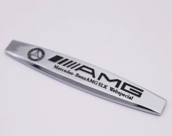Amg edition black emblem metal side fender 3d trunk badge for mercedes benz 2PCS