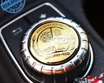 3D Mercedes AMG Emblem Sticker, Gold Metal Multimedia Control (47mm)