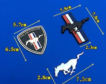 Mustang pony front emblem chrome ford licensed new 2015-22 tri color 2pc