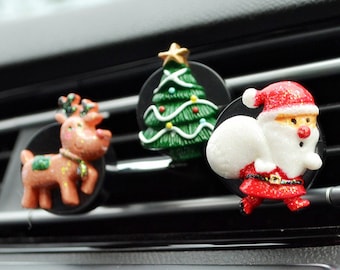 Christmas Resin Car Vent Clip: Santa, Tree, Reindeer Air Freshener
