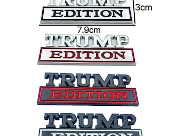 2pc TRUMP EDITION Chrome Emblem Badges - Car Truck 3M Adhesive