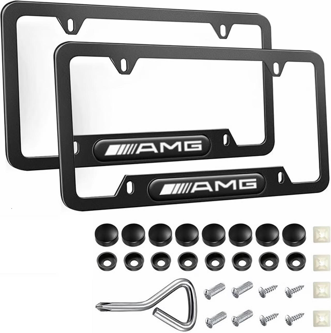 3D Mercedes Benz AMG Stainless Steel License Plate Frame - Front - Finished