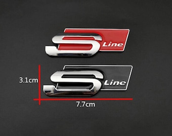 2x S Line Emblem Badge - Black/Red Metal Sticker