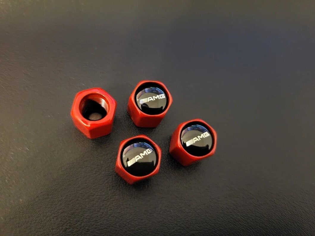 thumbnail interactive-video image 1 of 4x Red Ford Tire Valve Stem Caps – Universal Fit For Car, Truck – Free Shipping 1 of 6