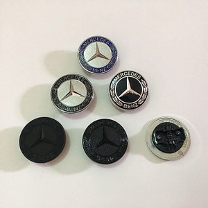 Emblema con logotipo AMG para capó plano delantero de Mercedes-Benz, color negro plateado