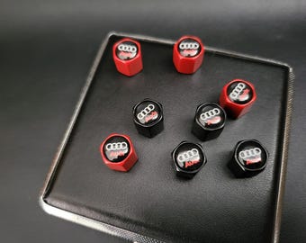 Audi Valve Stem Caps, Gunmetal Alloy, Set of 4
