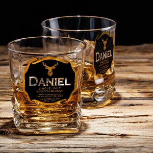 Personalized Glen Scotch Whiskey Glasses, Custom Single Malt Scottish Whisky Tumbler, Gift for Him, Whiskey Glass Set, Father&#39;s Day Gift