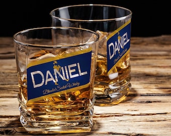 Personalized Blue Label Whiskey Glass Set, Customized Blue Label Tumbler, Birthday Gift for Him & Her, Gift for Husband, Father's Day Gift