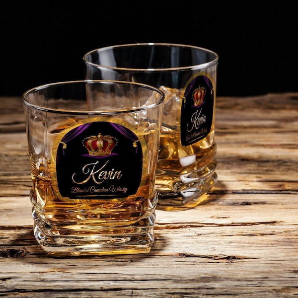 2 pièces verres à whisky couronne personnalisés, gobelet à whisky royal personnalisé, cadeau d’anniversaire pour lui, ensemble de verres à whisky, cadeau de la fête des Pères