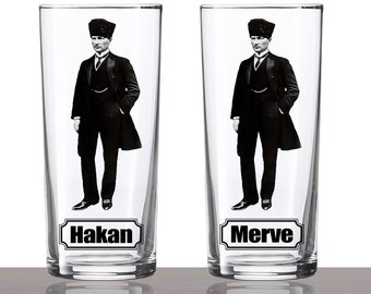 Ataturk Personalized Raki Glass Set, Raki Bardak Seti, Mustafa Kemal Ataturk Raki Bardagi, Custom Ouzo Glass, Raki Hediye, Turkish Gift Set