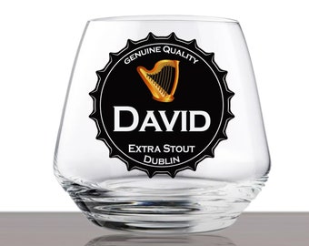 2 Pcs Personalized Stout Beer Glass, Stemless Custom Irish Pint Glass, Dark Beer Tumbler, Gift for Groomsman, Gift for Dad, Gift for Him