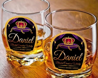 Personalized Crown Whiskey Glass Set, Royal Whiskey Tumbler, Gift for Dad, for Boyfriend, Birthday Gifts, Custom Old Fashioned Whiskey Glass